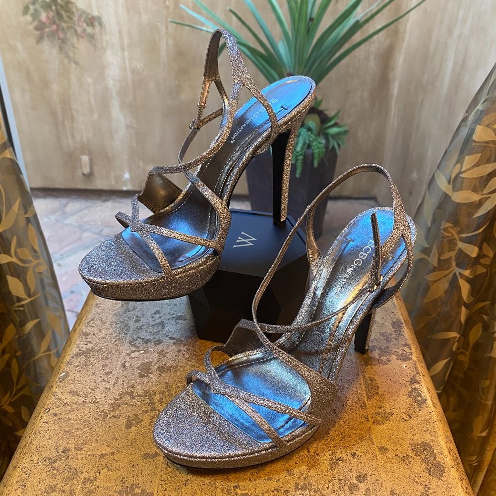 Bcbgeneration Silver Glitter Thin Strappy Heels - image 3